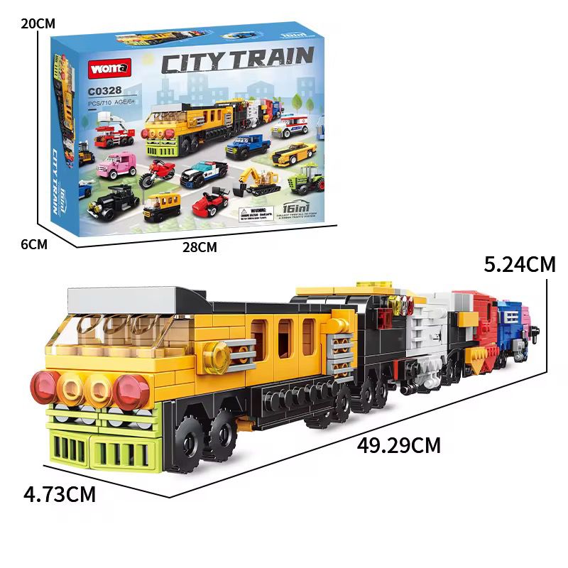 16-in-1 City Train Building Block Set | LEGO-Style Construction Kit