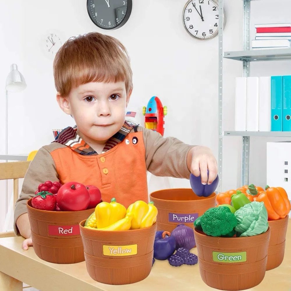 Farmers Market Sorting Toy – Colorful Fruits and Vegetables for Preten ...