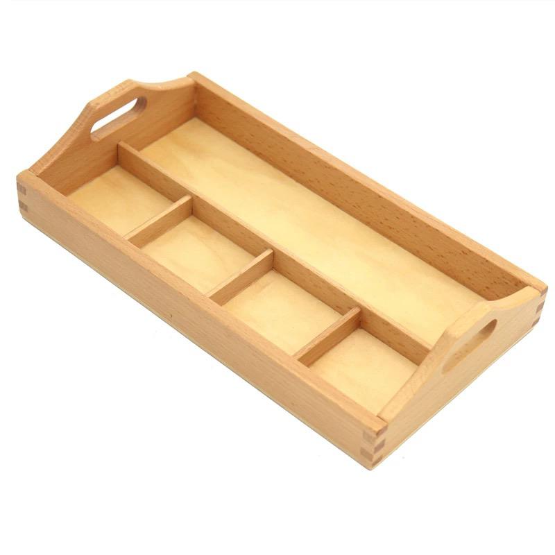 Montessori four compartment wooden tray