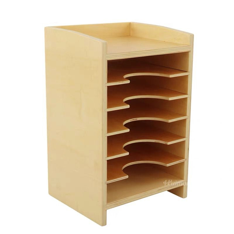 Montessori geometric control cards cabinet with six slots