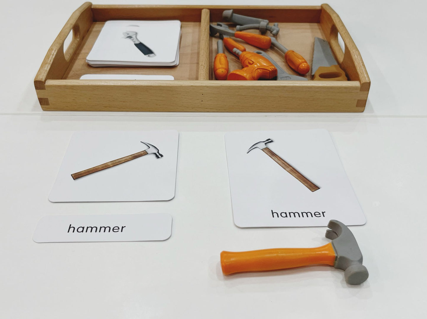 Montessori Classification Set - Tools - 3-Part Cards (Classified Cards) with Mini Objects