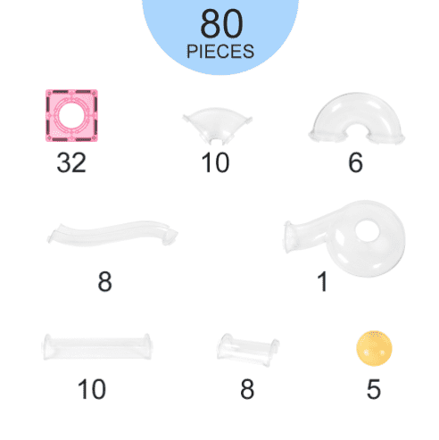 Magnetic Marble Run β 80-Piece β Pastel Color β STEM Building Toy for Kids