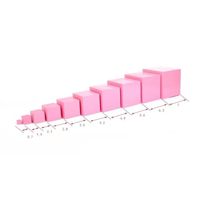 Montessori Mini Pink Tower - 10 Cubes (0.7 cm to 7 cm) | Homeschool Sensorial Material