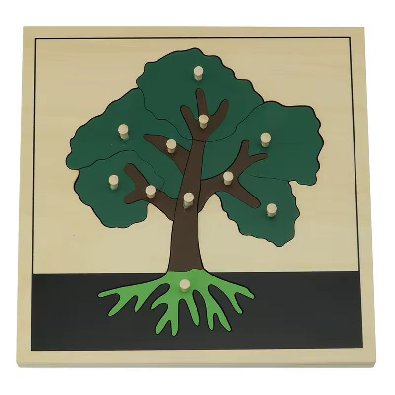 Montessori Botany - Tree Puzzle with Wooden Knobs