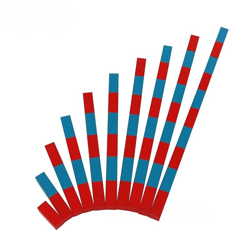 Montessori Long Numerical Rods - Red and Blue Sensorial Math Material