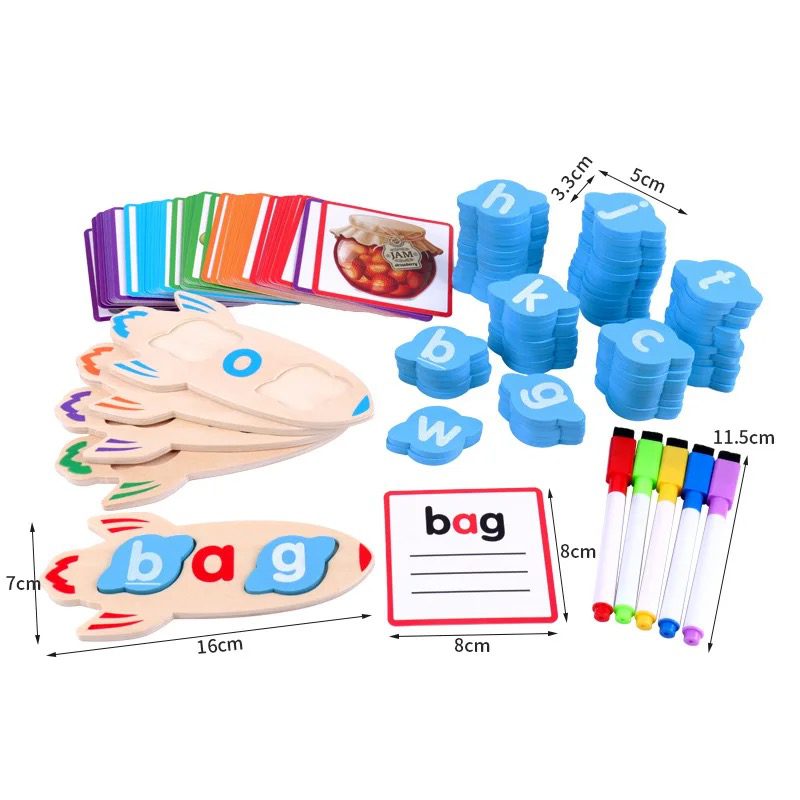 Montessori space phonics educational kit for forming CVC words and improving spelling skills