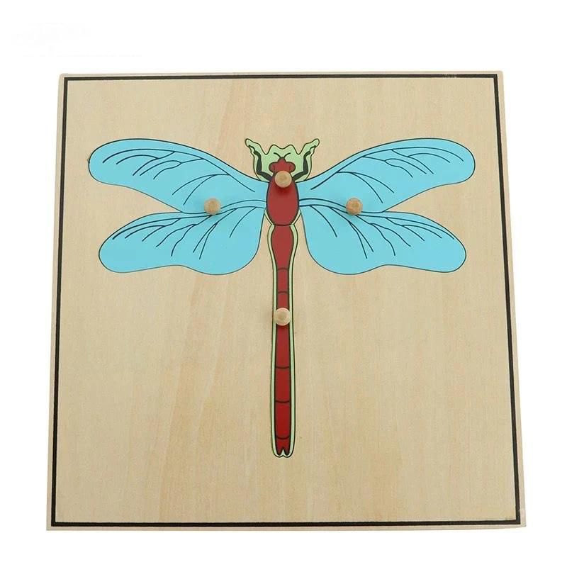 Montessori Zoology - Dragonfly Puzzle with Wooden Knobs