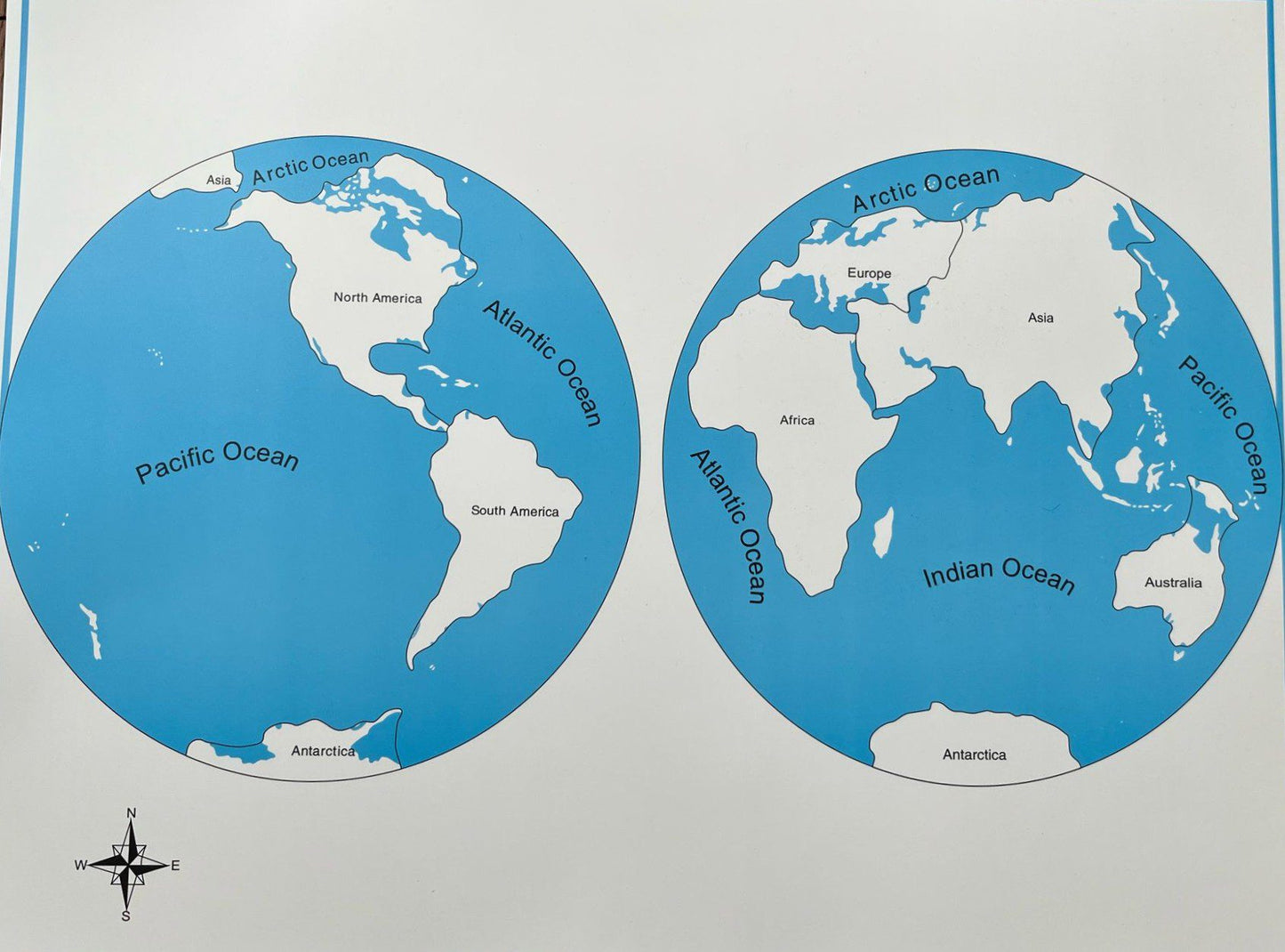 Montessori World Puzzle Map Control Chart - Continents and Oceans