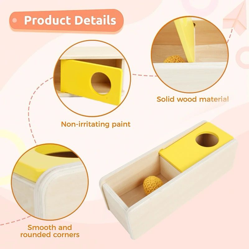 Montessori Object Permanence Box - Sliding Top with Knit Ball