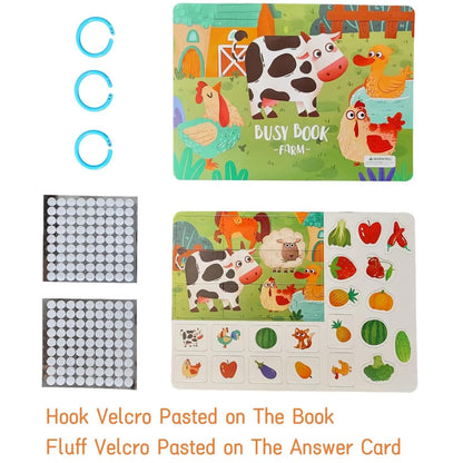 Farm and Dino Busy Book – Interactive Learning Binder with 10 Educational Activities for Toddlers