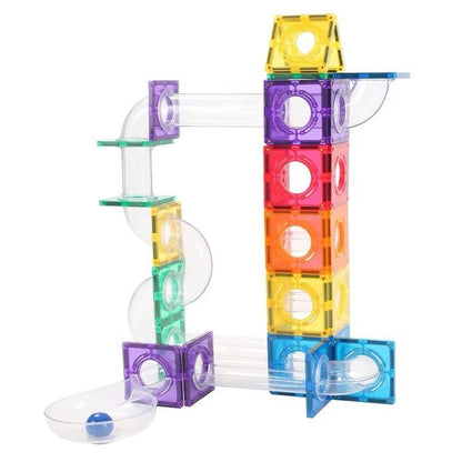 Magnetic Marble Run – 100-Piece – Rainbow Color – STEM Construction Set for Kids