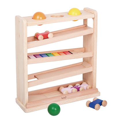 Montessori Ball Drop and Car Ramp Activity for Toddlers