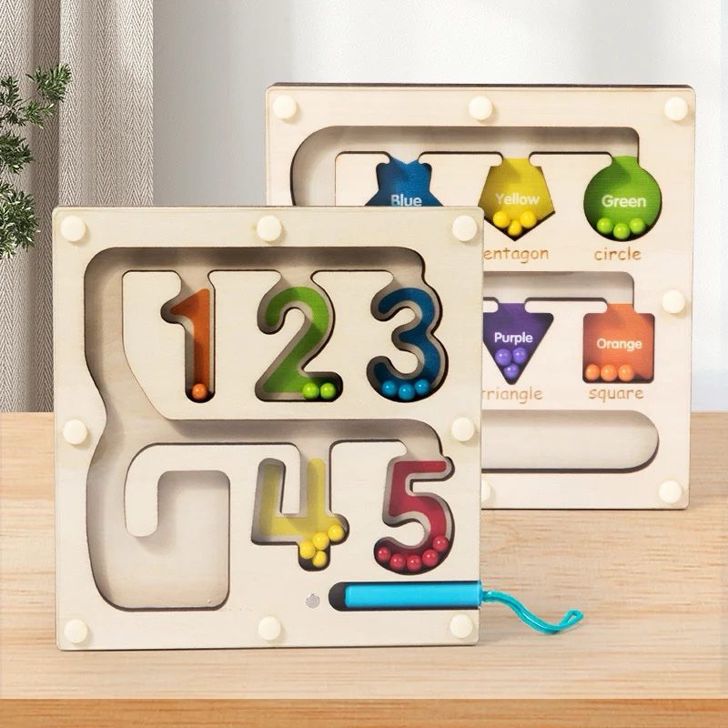 2-in-1 Numbers and Shapes Magnetic Maze