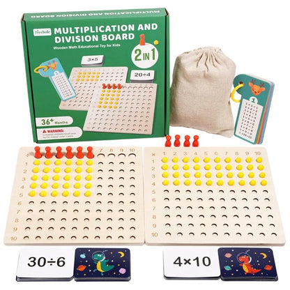 Wooden Multiplication and Division Board – Montessori-Inspired Math Learning Toy
