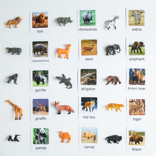 Montessori Animal Matching Set - Farm Animals - Figurines and Cards