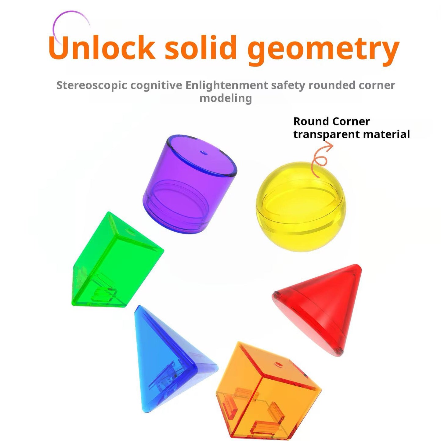Transparent Geometric Solids - 60 pcs Set for 3D Shape Exploration and Math Learning