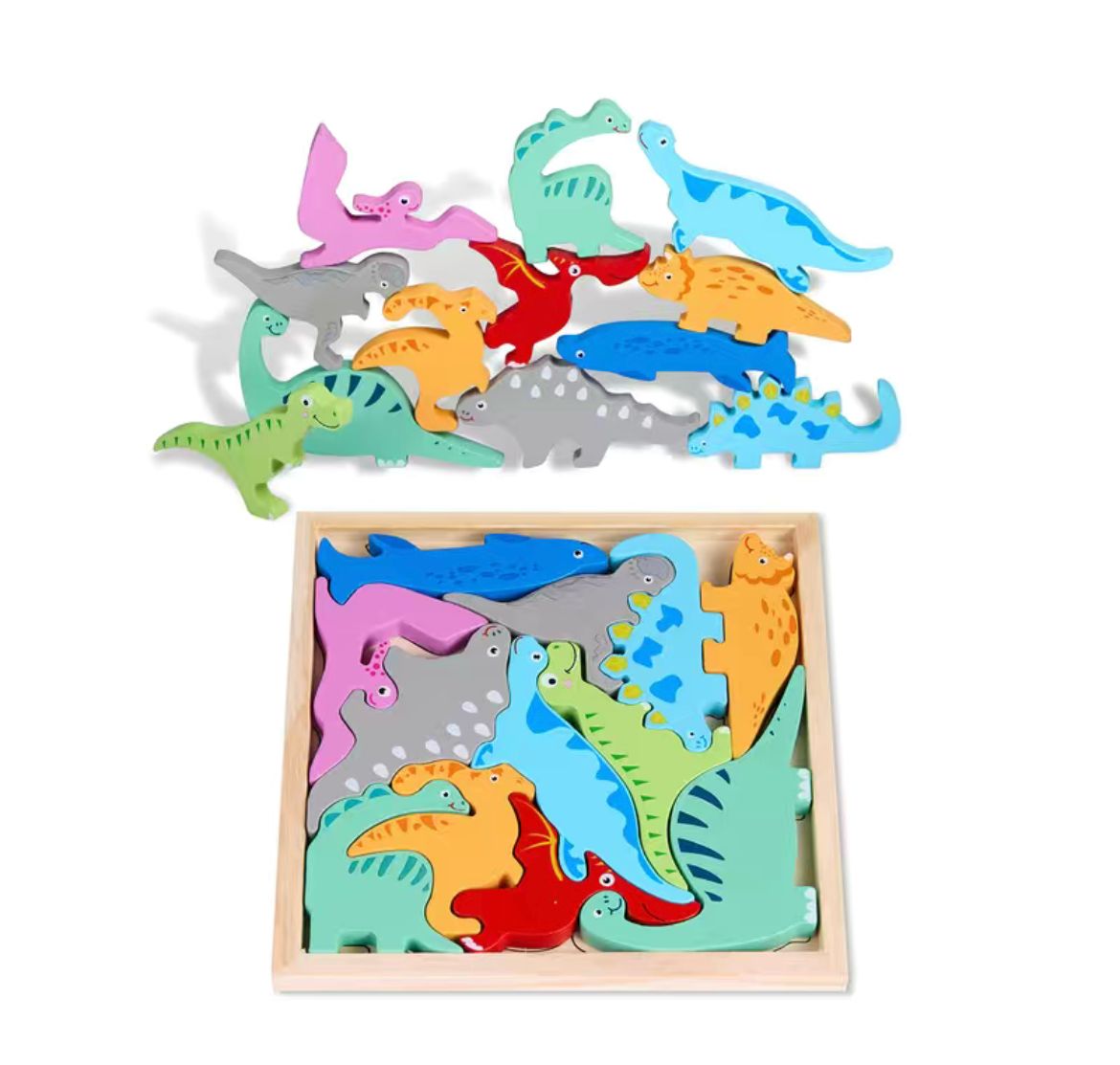 4-in-1 Wooden Animal Puzzles - Farm, Ocean, Dino and Wild Themes | Fine Motor and Cognitive Skill Builder