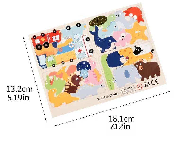 children’s wooden puzzle board for matching and stacking play