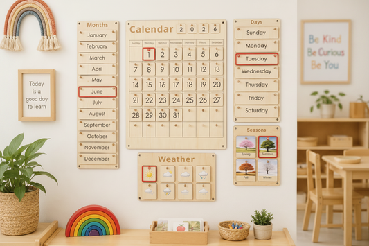 Wooden Montessori Calendar for Kids | Months, Days, Weather & Seasons
