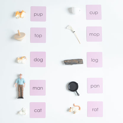 Montessori Pink Series Rhyming Words Matching Set | Montessori Language Material for Classroom
