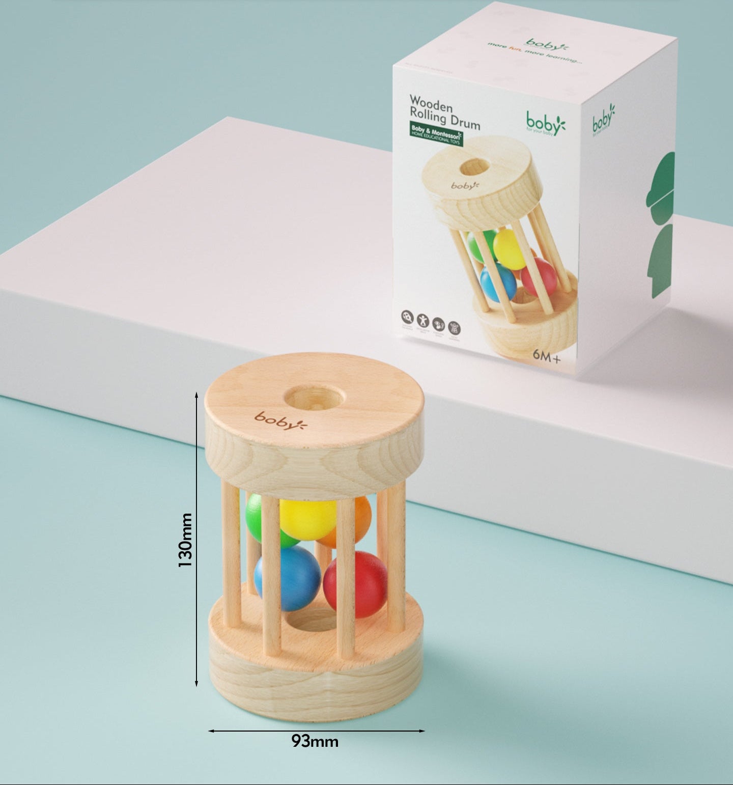 Montessori Wooden Rolling Rattle for Infants Sensory Exploration and Early Motor Development