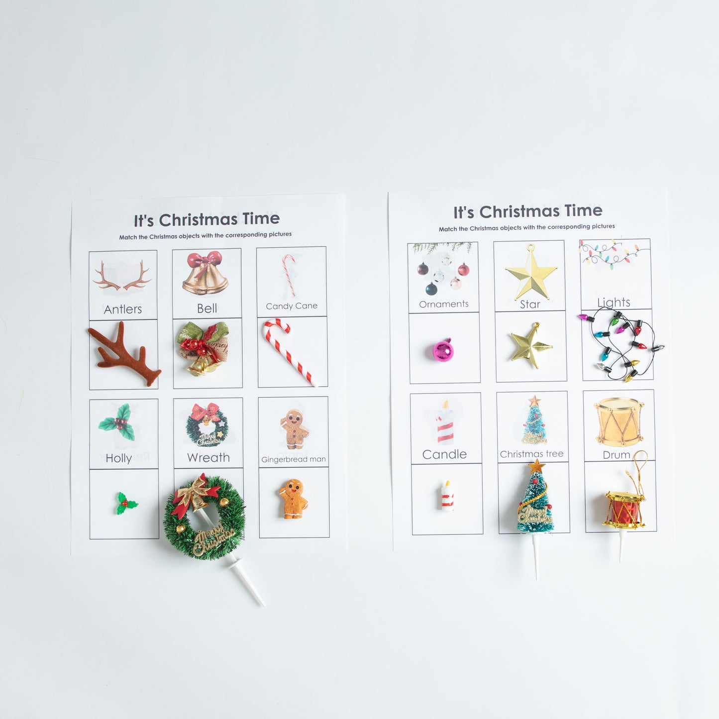 Montessori Christmas Set of 24 Mini Figurines | Matching Activity