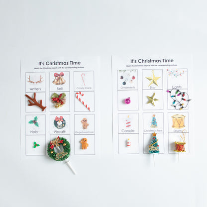 Montessori Christmas Set of 24 Mini Figurines | Matching Activity