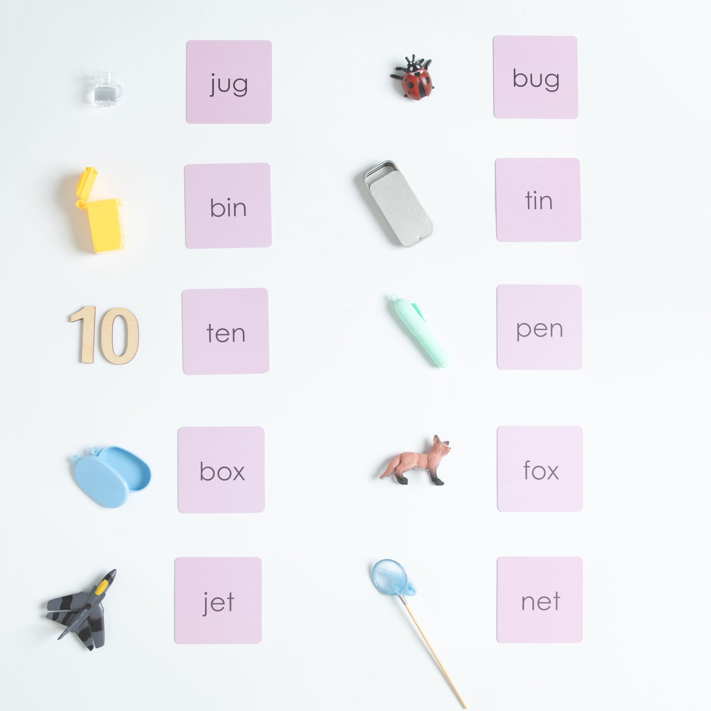 Montessori Pink Series Rhyming Words Matching Set | Montessori Language Material for Classroom