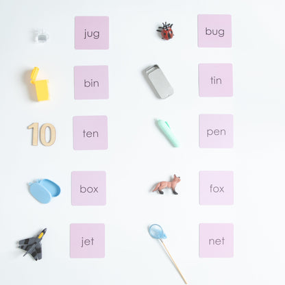 Montessori Pink Series Rhyming Words Matching Set | Montessori Language Material for Classroom