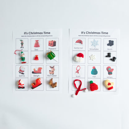 Montessori Christmas Set of 24 Mini Figurines | Matching Activity