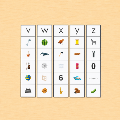 A-Z Phonics Object Matching Set ( 130 miniature objects) for Beginning Sounds with Alphabet Strips | 5 objects per letter
