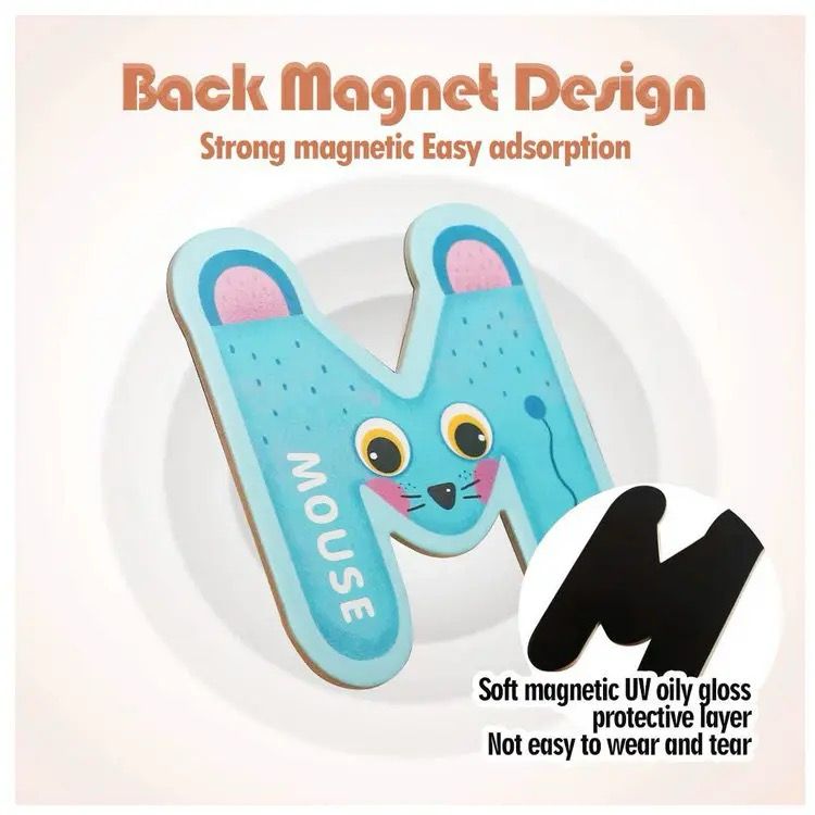 Magnetic Alphabet and Puzzle Set - Uppercase and Lowercase Letters, Animal and Vehicle Matching Puzzles