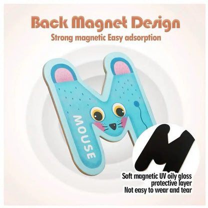 Magnetic Alphabet and Puzzle Set - Uppercase and Lowercase Letters, Animal and Vehicle Matching Puzzles