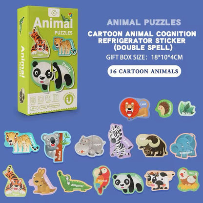 Magnetic Alphabet and Puzzle Set - Uppercase and Lowercase Letters, Animal and Vehicle Matching Puzzles