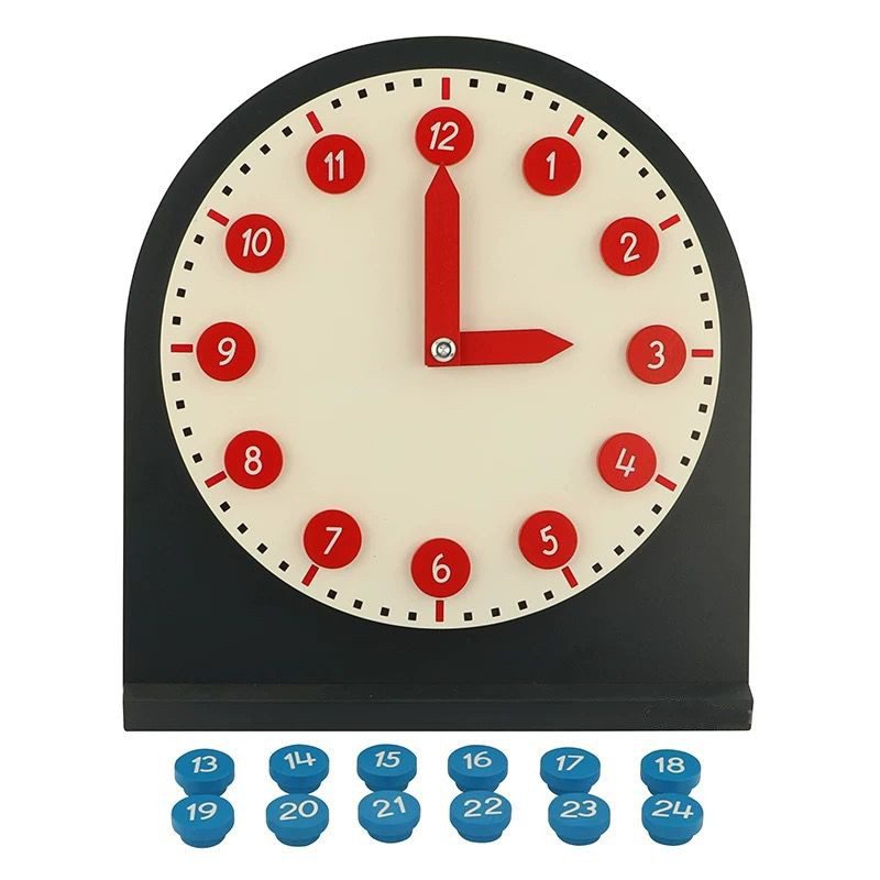 Montessori Clock with Movable Hands - Learning Time Concepts (12-Hour and 24-Hour Format)