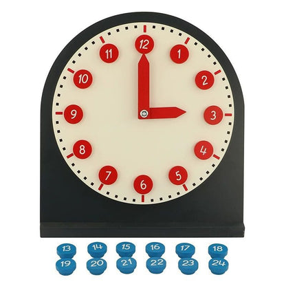Montessori Clock with Movable Hands - Learning Time Concepts (12-Hour and 24-Hour Format)