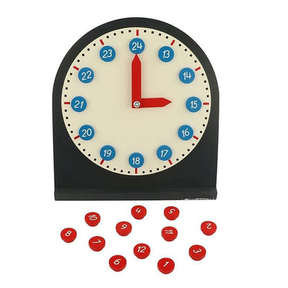 Montessori Clock with Movable Hands - Learning Time Concepts (12-Hour and 24-Hour Format)