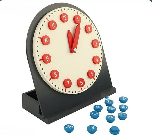Montessori Clock with Movable Hands - Learning Time Concepts (12-Hour and 24-Hour Format)