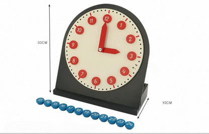 Montessori Clock with Movable Hands - Learning Time Concepts (12-Hour and 24-Hour Format)