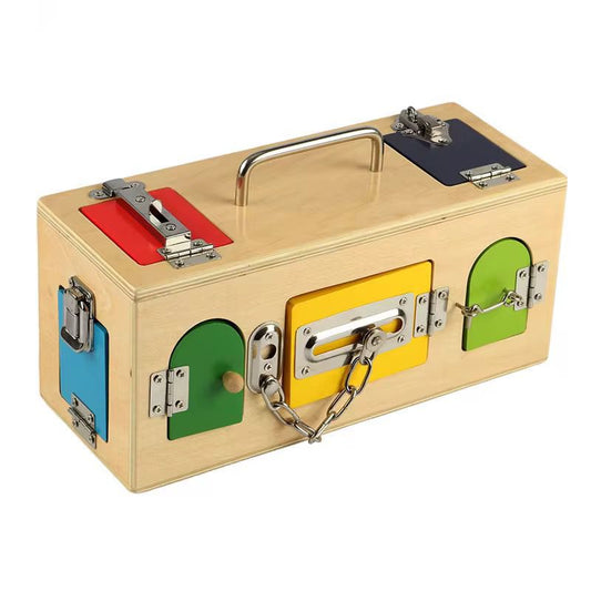 Montessori Lock Box - Wooden Practical Life Material for Fine Motor Skill Development