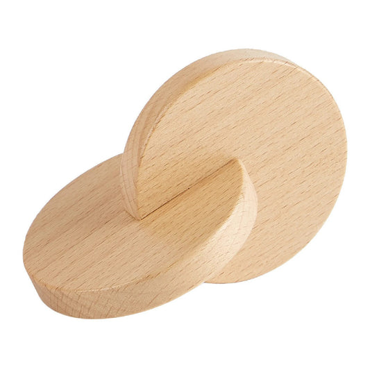 Natural wooden interlocking discs grasping toy for infants to develop hand coordination and grip strength