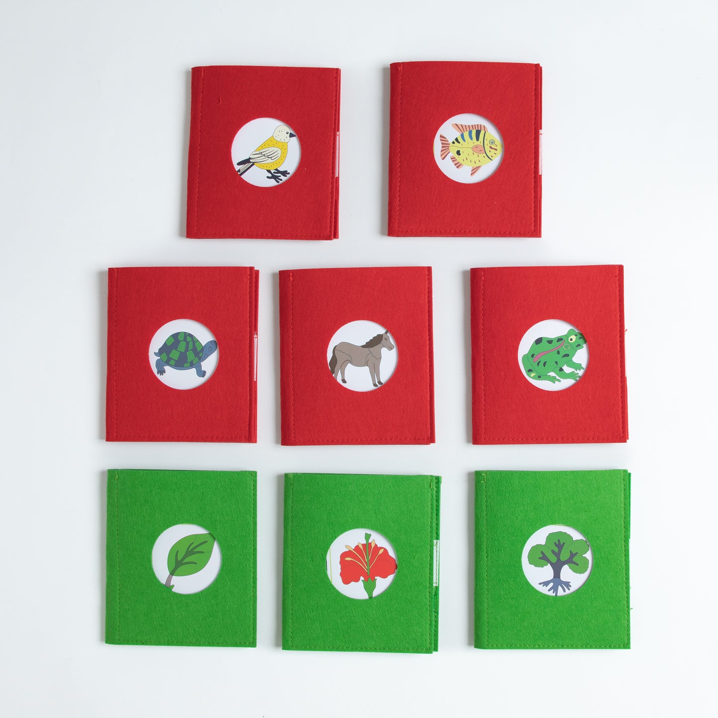 Montessori botany and zoology felt booklets with picture symbols for classification and language development