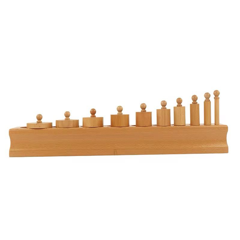 Montessori knobbed cylinder block illustrating reverse size grading