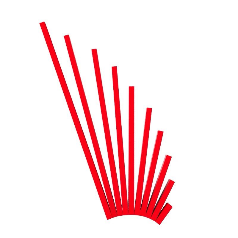 Montessori Long Red Rods displayed in a fanned-out layout to show varying lengths.