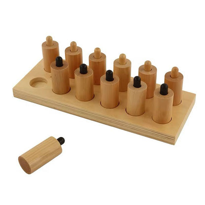 Montessori pressure cylinders complete wooden set for tactile perception and grip strength development
