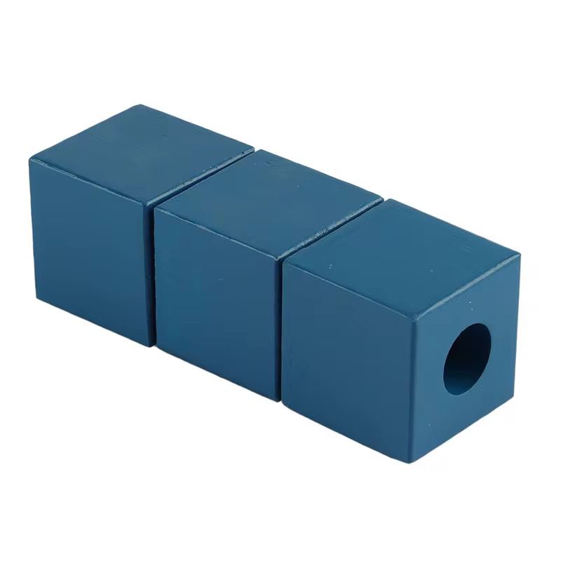 Montessori wooden stacking cubes with center hole for toddler fine motor development and object control work