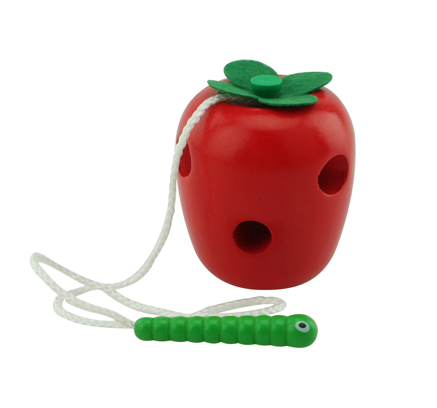 Montessori strawberry lacing activity for toddler fine motor control and practical life skill development