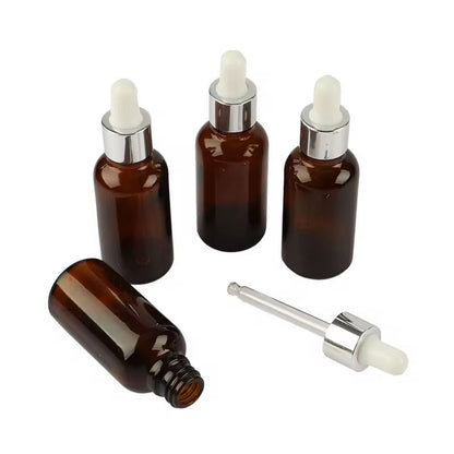 Brown glass tasting bottles with droppers for Montessori sensorial activity