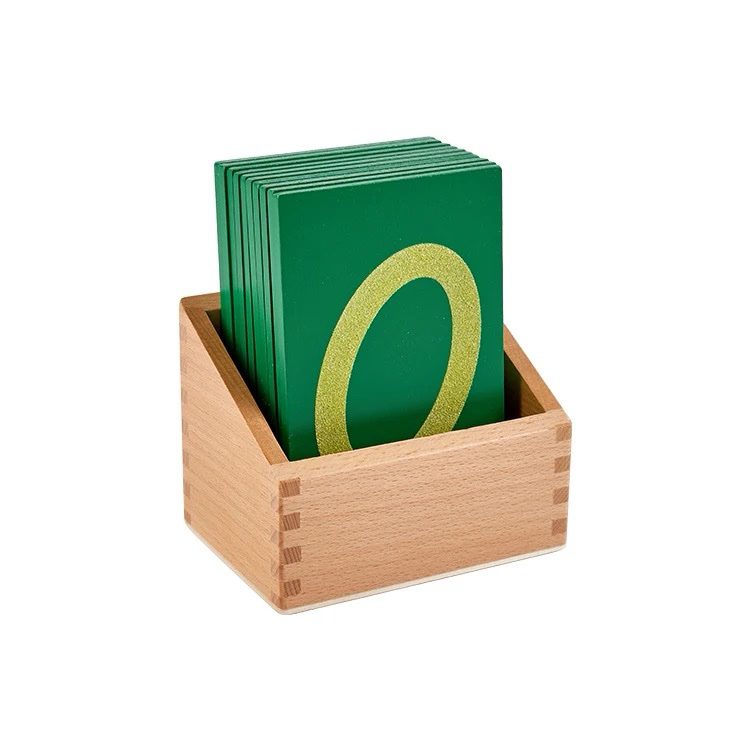Montessori Sandpaper Numbers in wooden storage box – tactile number cards for tracing and early math learning.