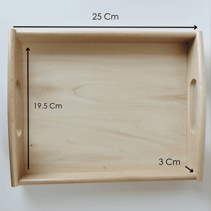 Montessori Wooden Tray - 25 x 19.5 x 3 Cm - Practical Life Activity Tray